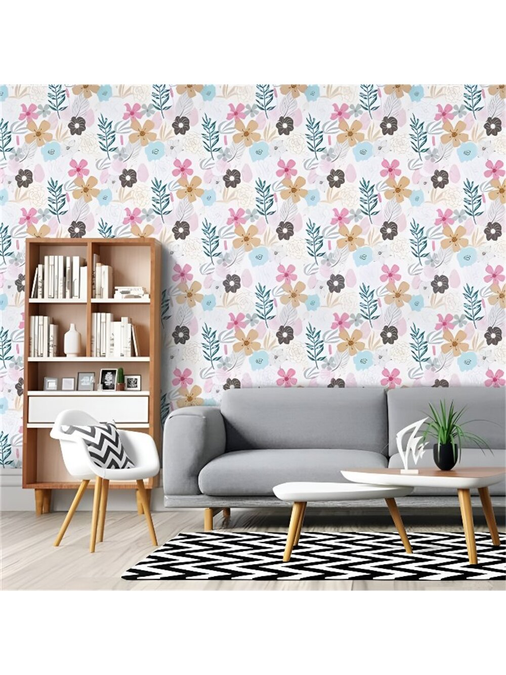 17.71'' x 78.7'' Perennial Blooms Wallpaper Floral Peel and Stick Wallpaper